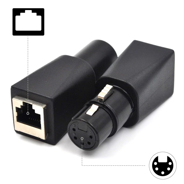 Alt view image 2 of 7 - 4-Pack 5-Pin Male & Female XLR DMX to RJ45 Ethernet Adapter