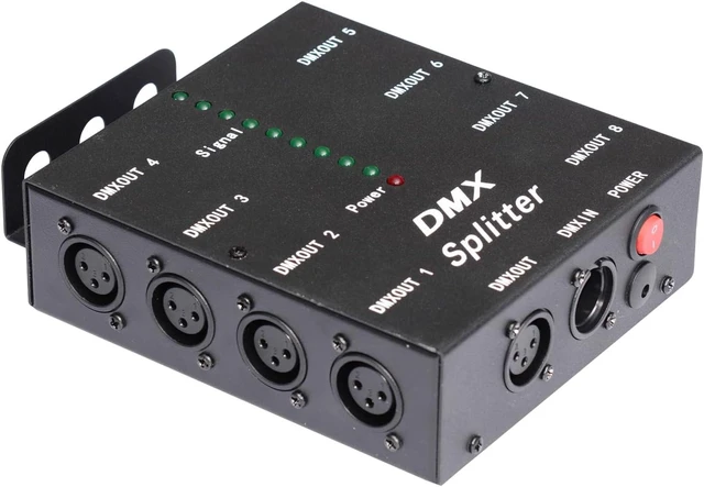 Alt view image 4 of 5 - DMX512 Splitter 1 Input, 8 Output LED Signal Distributor with Signal Indicators (Black) (DMX512-SPlitter Iron)