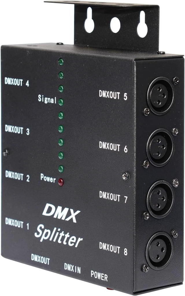 Main image of DMX512 Splitter 1 Input, 8 Output LED Signal Distributor with Signal Indicators (Black) (DMX512-SPlitter Iron)