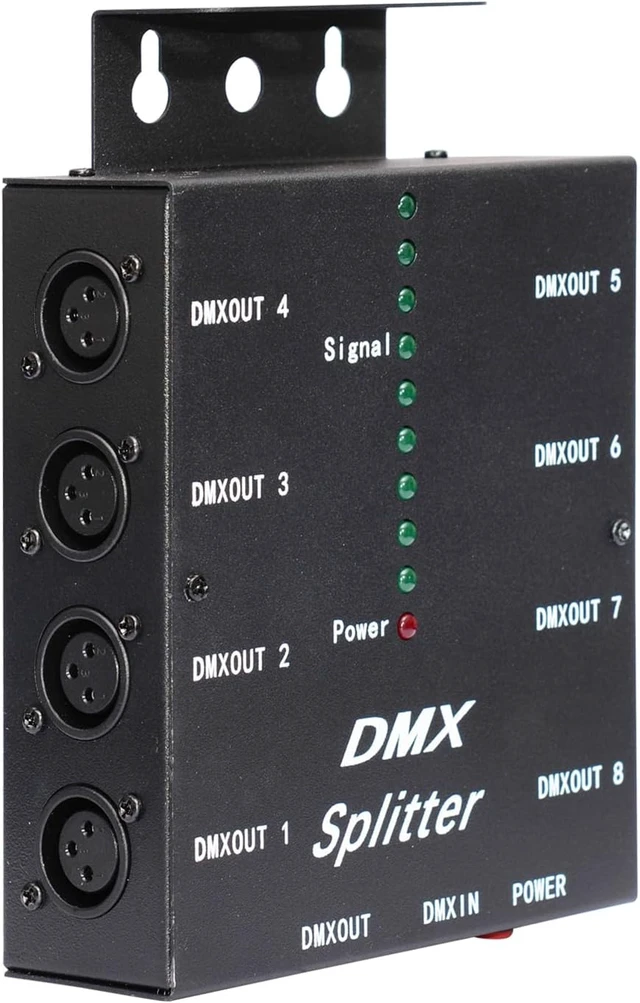 Alt view image 3 of 5 - DMX512 Splitter 1 Input, 8 Output LED Signal Distributor with Signal Indicators (Black) (DMX512-SPlitter Iron)