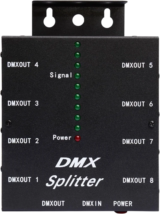 Alt view image 2 of 5 - DMX512 Splitter 1 Input, 8 Output LED Signal Distributor with Signal Indicators (Black) (DMX512-SPlitter Iron)