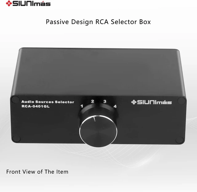 Alt view image 4 of 7 - 4-in-1-Out Pro RCA Passive Audio Switching Box 4-Channel Audio Converter/Selector, 1-in-4-Out (R0401-RCA)