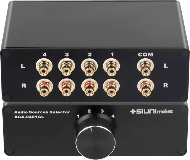 Main image of 4-in-1-Out Pro RCA Passive Audio Switching Box 4-Channel Audio Converter/Selector, 1-in-4-Out (R0401-RCA)