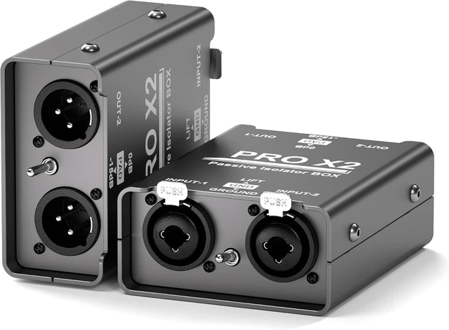 Main image of Passive XLR Ground Loop Isolator Audio Hum Eliminator Stereo Direct Box