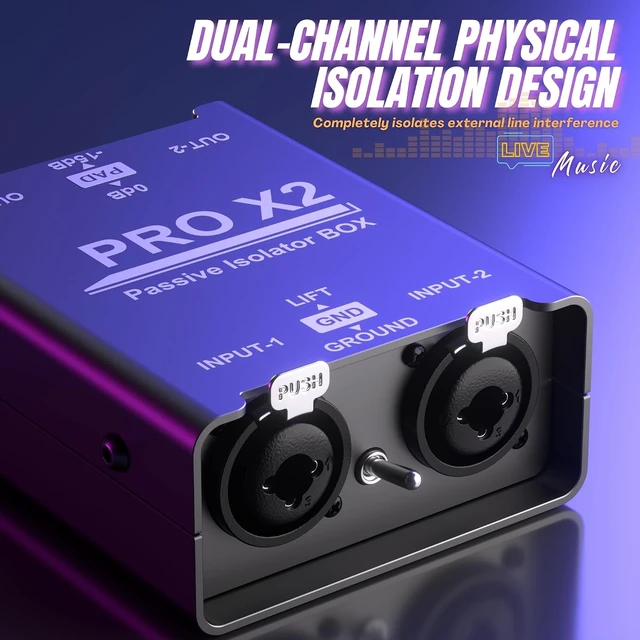 Alt view image 2 of 7 - Passive XLR Ground Loop Isolator Audio Hum Eliminator Stereo Direct Box