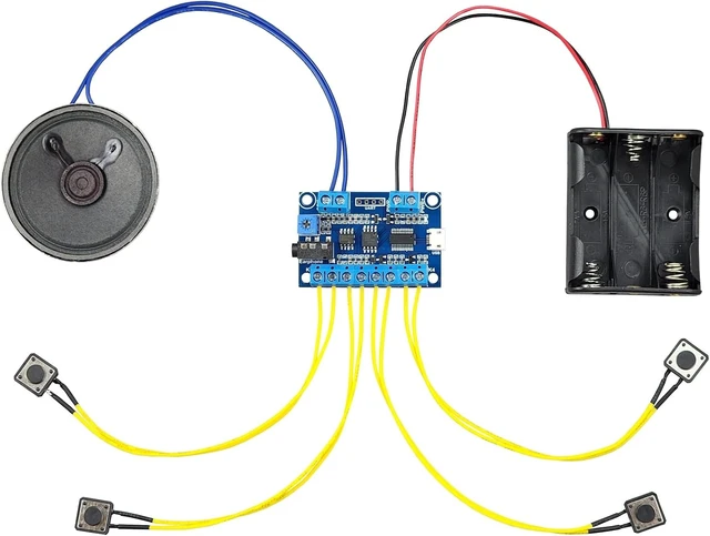 Alt view image 2 of 2 - USB Recording Module with Speaker, Buttons & Battery Box (Multi Sound Files per Button)