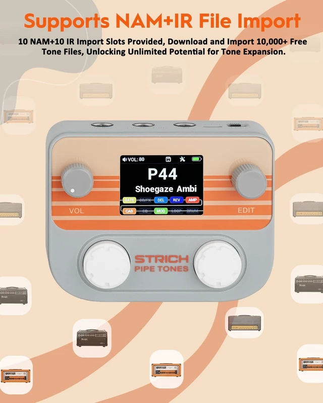 Alt view image 3 of 7 - Pipe Tones Pocket Multi-Effects Processor for Guitar & Bass Foot Pedal, 10 Modules, 125 Effects, 40s Looper, 100 Drum Patterns, USB Audio & Wireless Control (Gray)