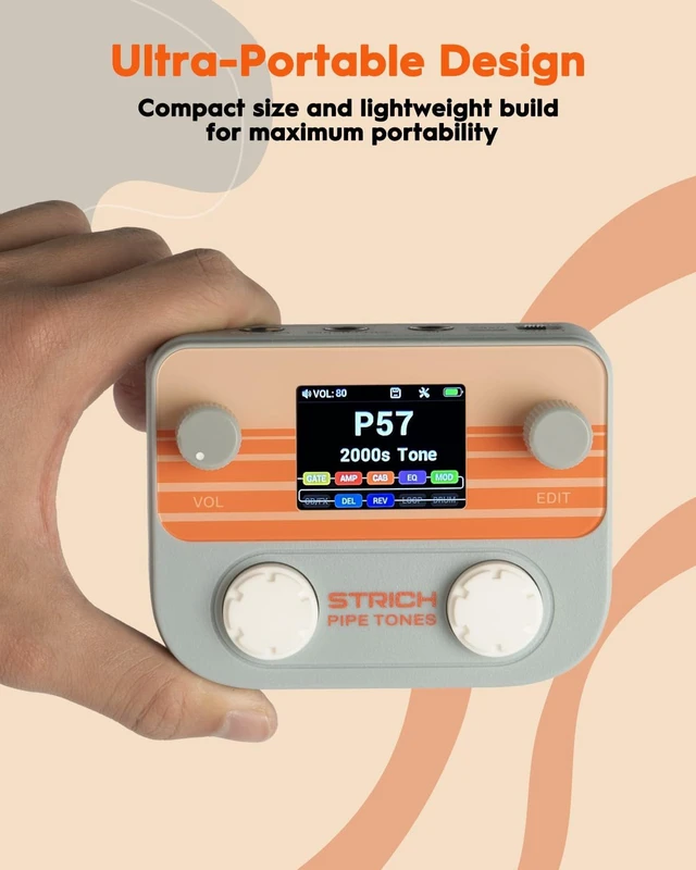 Alt view image 7 of 7 - Pipe Tones Pocket Multi-Effects Processor for Guitar & Bass Foot Pedal, 10 Modules, 125 Effects, 40s Looper, 100 Drum Patterns, USB Audio & Wireless Control (Gray)
