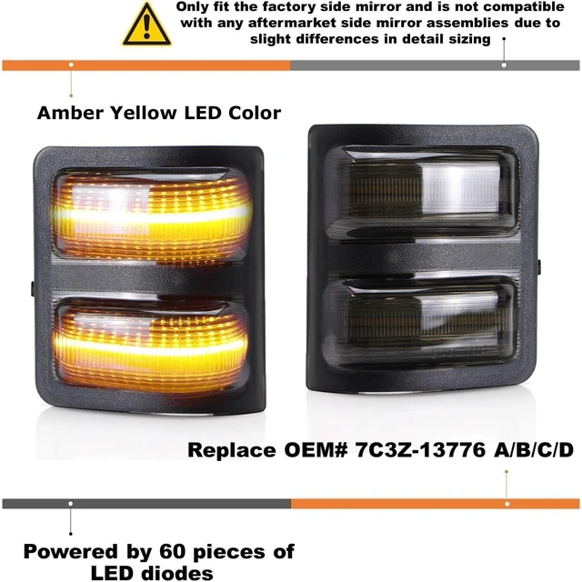 Alt view image 2 of 7 - LED Side Mirror Turn Signal Lights for Ford F250 F350 F450, 2008-16