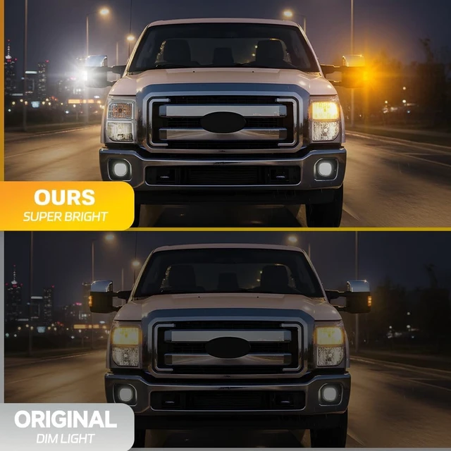 Alt view image 5 of 7 - LED Side Mirror Marker Lamp for F250 F350 F450 F550 Super Duty Switchback White Driving/Parking & Amber Turn Signal, Smoke Lens