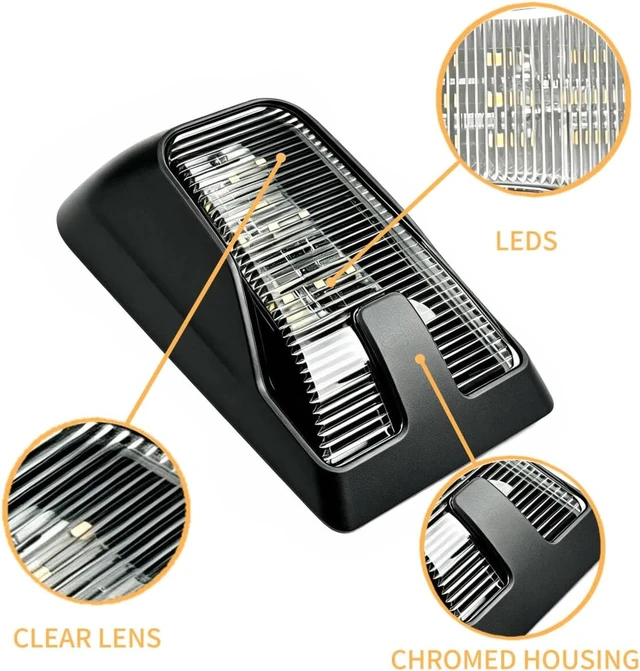 Alt view image 5 of 7 - LED Side Marker Indicator Top Lamp for 2004-2015 Volvo VNL VN VNM (BLACK)