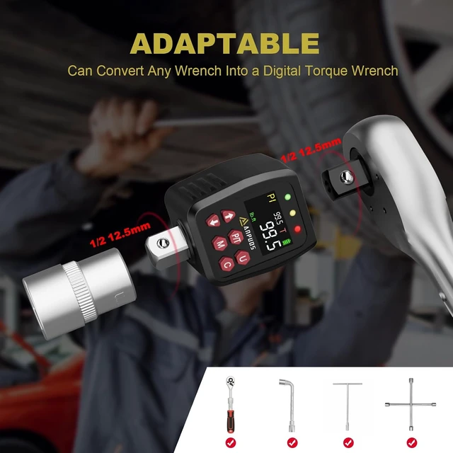 Alt view image 6 of 7 - 1/2" Digital Torque Adapter 5-99.5 Ft-lb / 6.75-135 Nm, ±1% Accuracy
