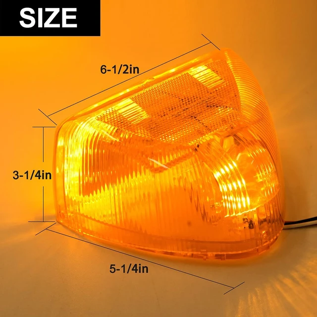 Alt view image 5 of 7 - 2Pcs Amber LED Headlight Turn Signal Indicator Marker Lights for Peterbilt
