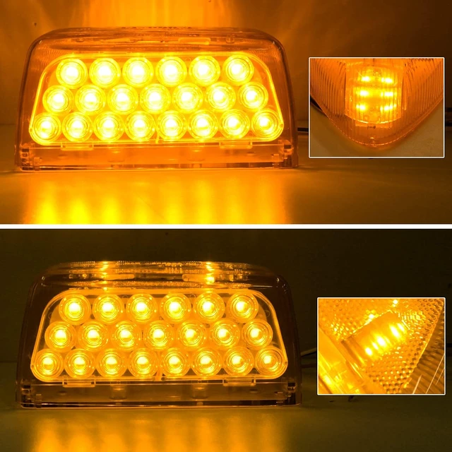 Alt view image 2 of 7 - 2Pcs Amber LED Headlight Turn Signal Indicator Marker Lights for Peterbilt