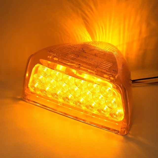 Alt view image 7 of 7 - 2Pcs Amber LED Headlight Turn Signal Indicator Marker Lights for Peterbilt