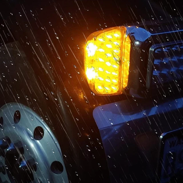 Alt view image 6 of 7 - 2Pcs Amber LED Headlight Turn Signal Indicator Marker Lights for Peterbilt