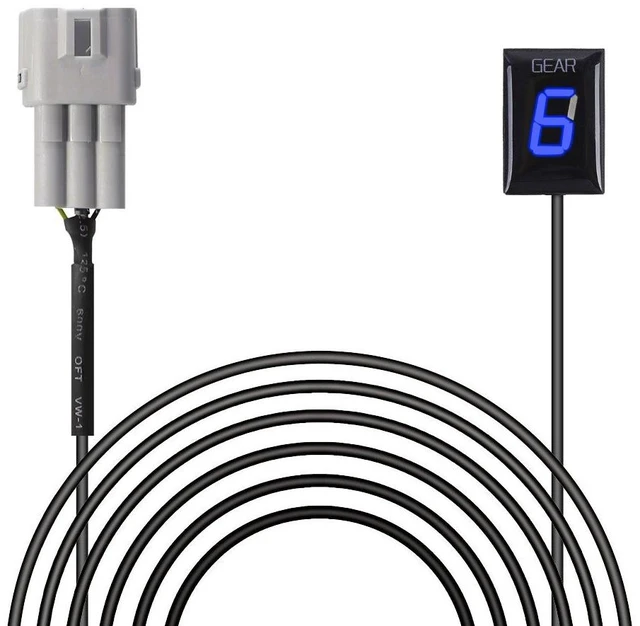 Main image of Waterproof Plug & Play Motorcycle Gear Indicator with Red LED Display for Suzuki (Blue)