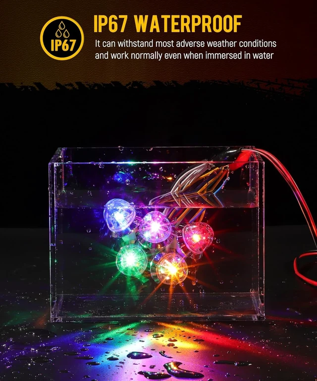 Alt view image 5 of 7 - 10Pcs 3/4-Inch Amber/Red Mini LED Watermelon Lights 12V Dual-Color Turn Signal, Clearance & Side Marker for Trailer, Truck, RV, Pickup & Bus, Waterproof