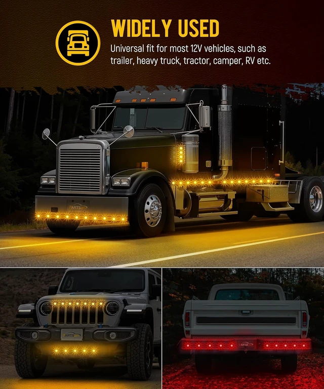 Alt view image 7 of 7 - 10Pcs 3/4-Inch Amber/Red Mini LED Watermelon Lights 12V Dual-Color Turn Signal, Clearance & Side Marker for Trailer, Truck, RV, Pickup & Bus, Waterproof