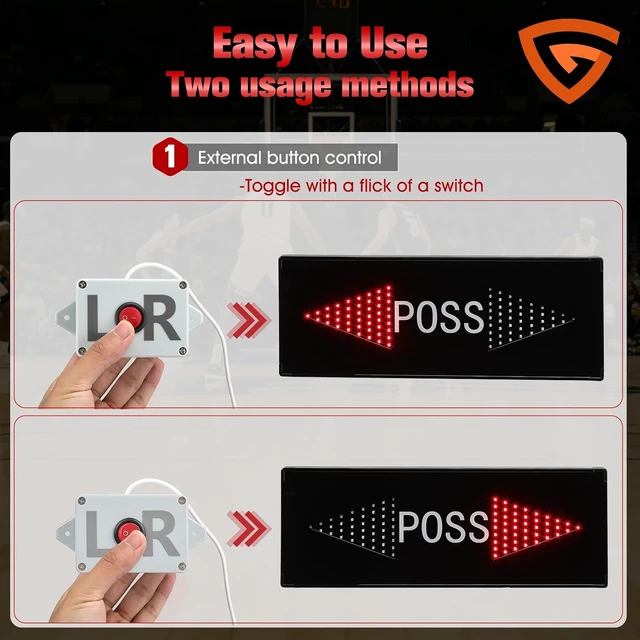 Alt view image 7 of 7 - LED Possession Arrow Indicator with Toggle Switch for Basketball