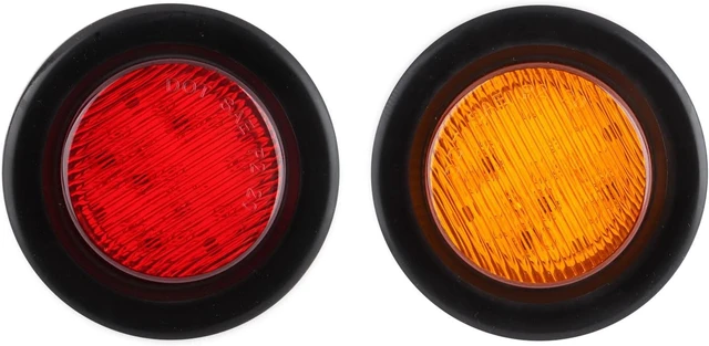 Alt view image 2 of 7 - 10 Amber + 10 Red 2" Inch Round LED Trailer Marker Lights, 9-LED, 12V