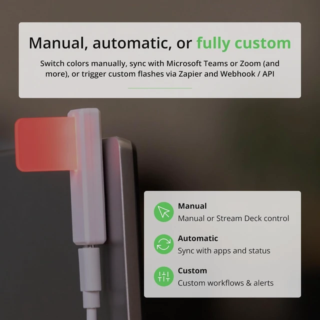 Alt view image 4 of 6 - Flag 2 USB-C Availability Busy Light Indicator for Office (Black)