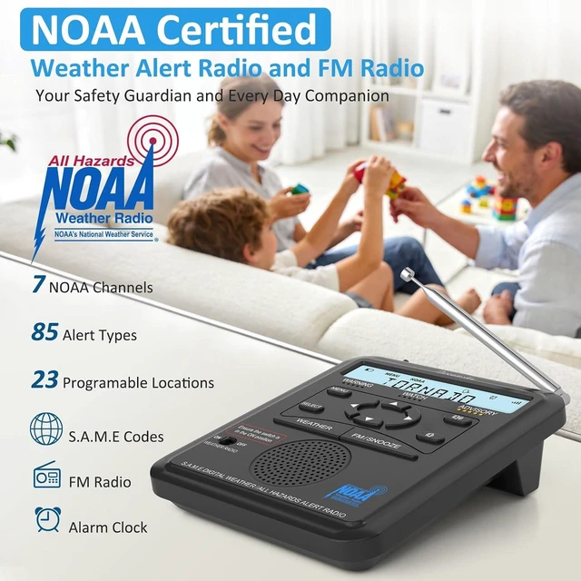 Alt view image 3 of 7 - NOAA Weather Alert Radio with Battery Backup & FM Radio for Home