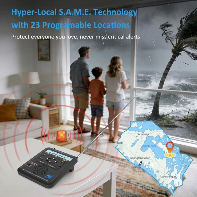 Alt view image 4 of 7 - NOAA Weather Alert Radio with Battery Backup & FM Radio for Home