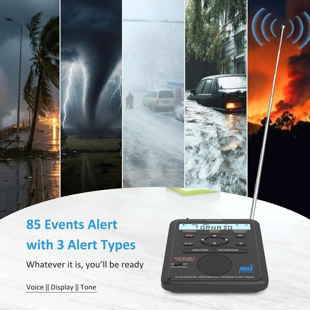 Alt view image 5 of 7 - NOAA Weather Alert Radio with Battery Backup & FM Radio for Home