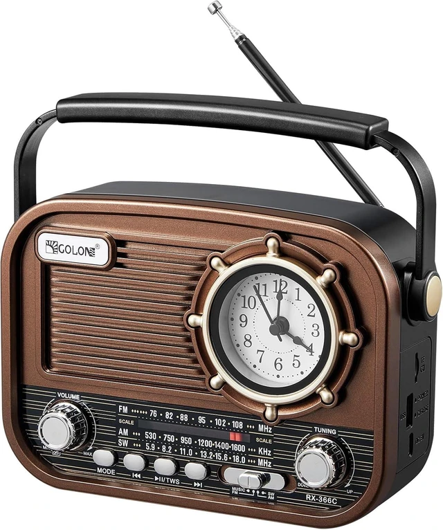 Main image of Portable AM/FM Shortwave Radio with Bluetooth Speaker Rechargeable Analog Transistor Radio for Seniors & Elderly, Easy-to-Use with Carry Handle & USB/TF MP3 Player