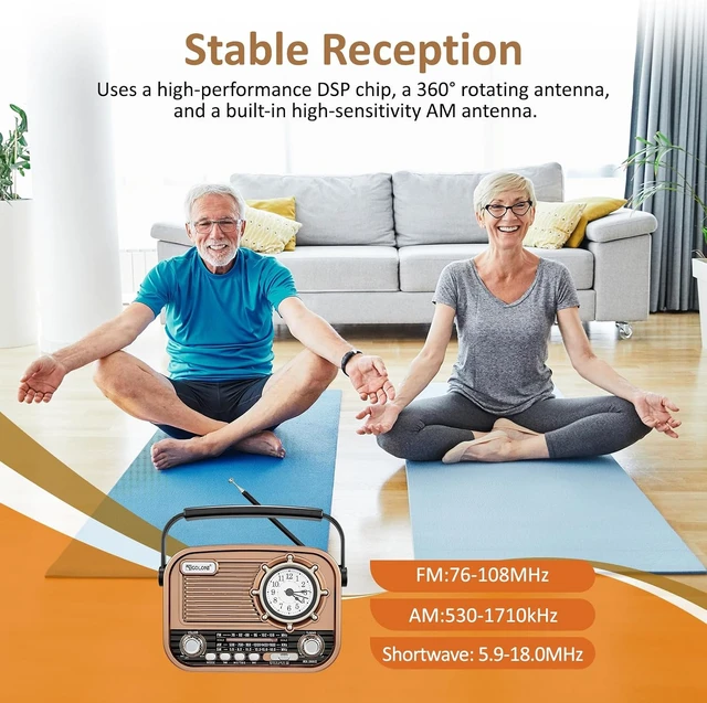 Alt view image 3 of 7 - Portable AM/FM Shortwave Radio with Bluetooth Speaker Rechargeable Analog Transistor Radio for Seniors & Elderly, Easy-to-Use with Carry Handle & USB/TF MP3 Player