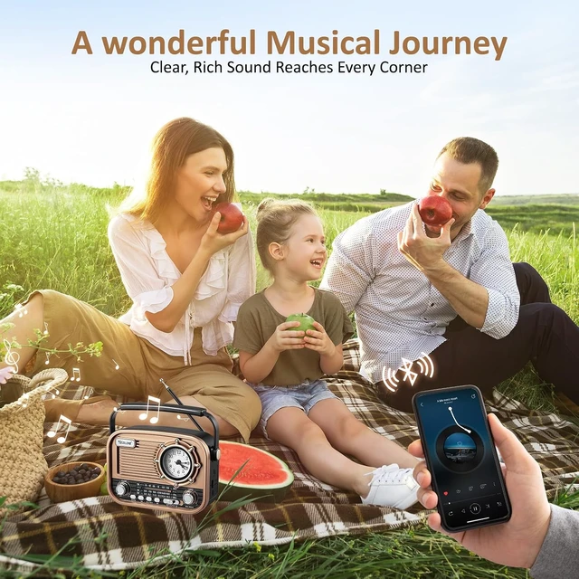 Alt view image 7 of 7 - Portable AM/FM Shortwave Radio with Bluetooth Speaker Rechargeable Analog Transistor Radio for Seniors & Elderly, Easy-to-Use with Carry Handle & USB/TF MP3 Player