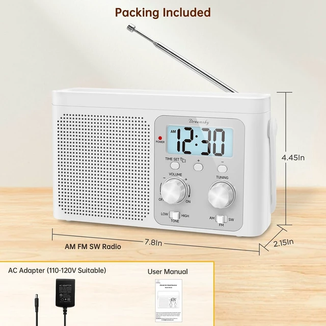 Alt view image 7 of 7 - Portable AM/FM Shortwave Radio, Battery Powered / Wall Plug-in