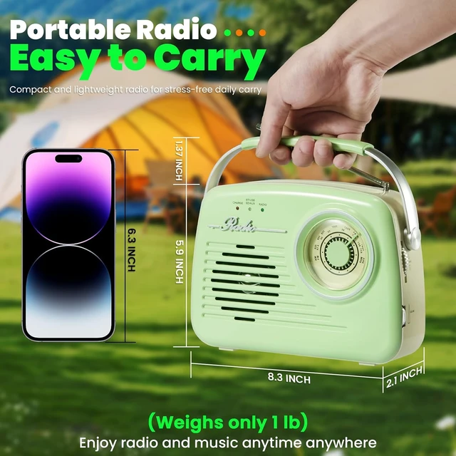 Alt view image 2 of 7 - Small Portable AM/FM Vintage Transistor Radio with Bluetooth