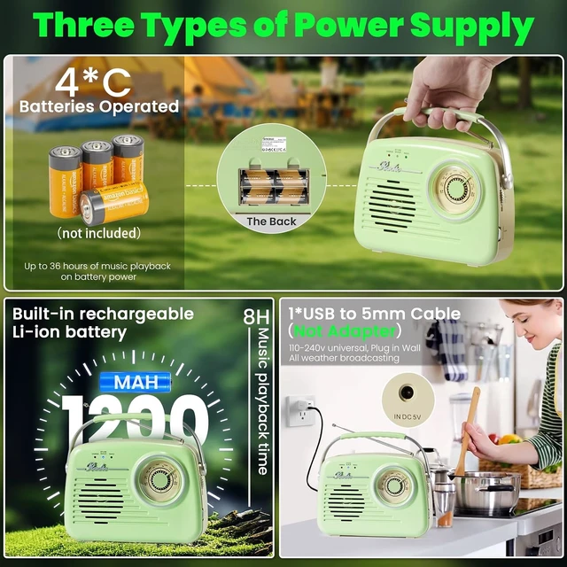 Alt view image 4 of 7 - Small Portable AM/FM Vintage Transistor Radio with Bluetooth