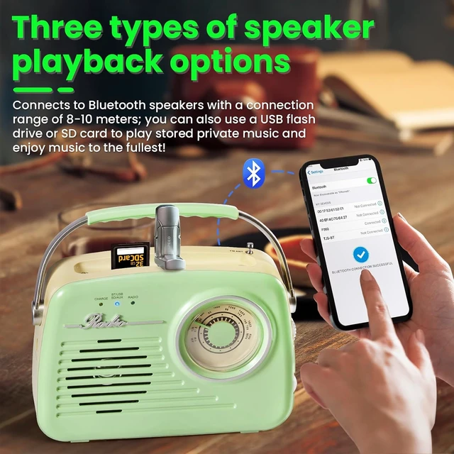 Alt view image 5 of 7 - Small Portable AM/FM Vintage Transistor Radio with Bluetooth