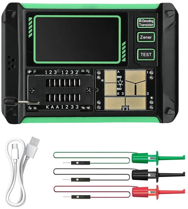 Main image of LCR-AR1 Multi-Function Transistor Tester with LCR Meter, ESR Tester, Capacitor Detector & Infrared Decoder Auto Mode for PNP/NPN/Zener Diode, 1.9" Display, USB-C Charging