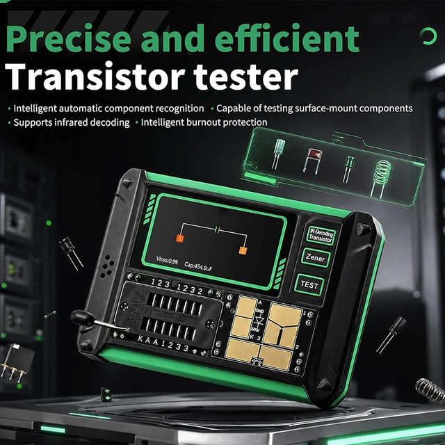Alt view image 2 of 7 - LCR-AR1 Multi-Function Transistor Tester with LCR Meter, ESR Tester, Capacitor Detector & Infrared Decoder Auto Mode for PNP/NPN/Zener Diode, 1.9" Display, USB-C Charging