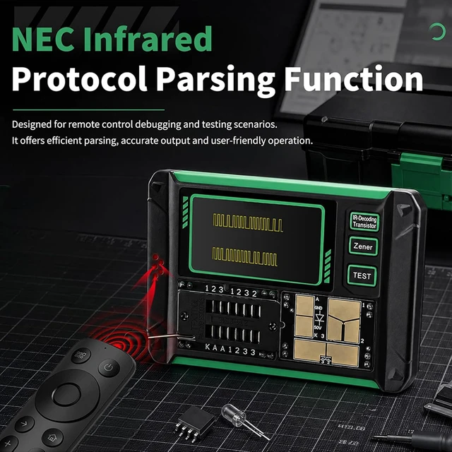 Alt view image 3 of 7 - LCR-AR1 Multi-Function Transistor Tester with LCR Meter, ESR Tester, Capacitor Detector & Infrared Decoder Auto Mode for PNP/NPN/Zener Diode, 1.9" Display, USB-C Charging