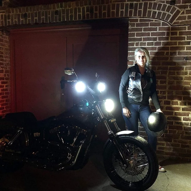Alt view image 4 of 7 - Sigz Black Label Front LED Turn Signals with White Running Lights (1157) for Harley Davidson Sportster, Street Glide, Road King, Softail, Electra, Heritage & Dyna