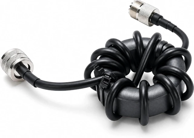 Main image of 1.8-30MHz 600W Shortwave Choke Current Balun Coil with M Male-to-M Female Connector for Radio Station Feeder Lines