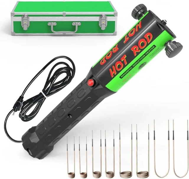 Main image of Magnetic Induction Heater Kit 1200W 110V Hand-Held Automotive Heat Tool for Removing Rusty Screws, with 8 Coils & Box