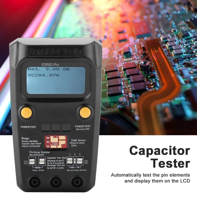 Alt view image 2 of 7 - ESR02 Pro Digital Transistor & Capacitor Tester SMD Chip Component Inductance Meter, Automatic Checker for Diode, Triode, Resistor & Transistor
