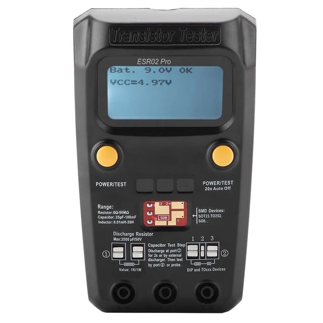 Alt view image 4 of 7 - ESR02 Pro Digital Transistor & Capacitor Tester SMD Chip Component Inductance Meter, Automatic Checker for Diode, Triode, Resistor & Transistor