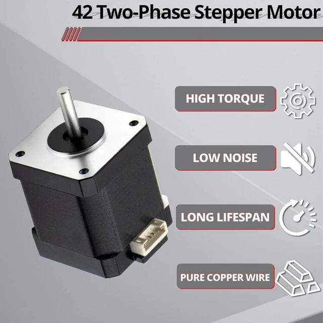 Alt view image 3 of 6 - 1PC Nema 17 Bipolar Stepper Motor, 2A, 60mm Body