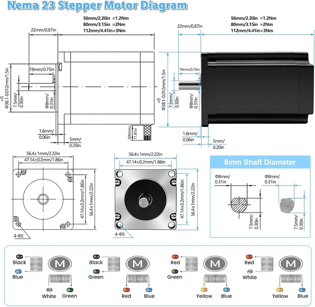 Alt view image 3 of 7 - 3-Axis CNC Kit with Nema 23 57mm Stepper Motors 1.2Nm 170oz.in 2-Phase 3A, DM556 Drivers, 350W 24V DC Power Supply & Mach3 Control Card for 3D Printer/Engraving