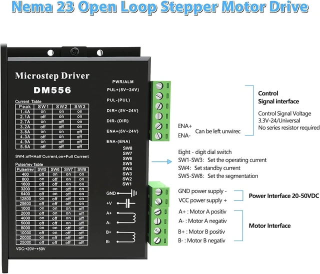 Alt view image 5 of 7 - 3-Axis CNC Kit with Nema 23 57mm Stepper Motors 1.2Nm 170oz.in 2-Phase 3A, DM556 Drivers, 350W 24V DC Power Supply & Mach3 Control Card for 3D Printer/Engraving