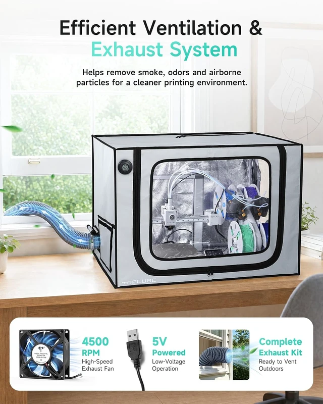 Alt view image 2 of 6 - 3D Printer Enclosure with Exhaust Kit for Bambu Lab A1 Combo