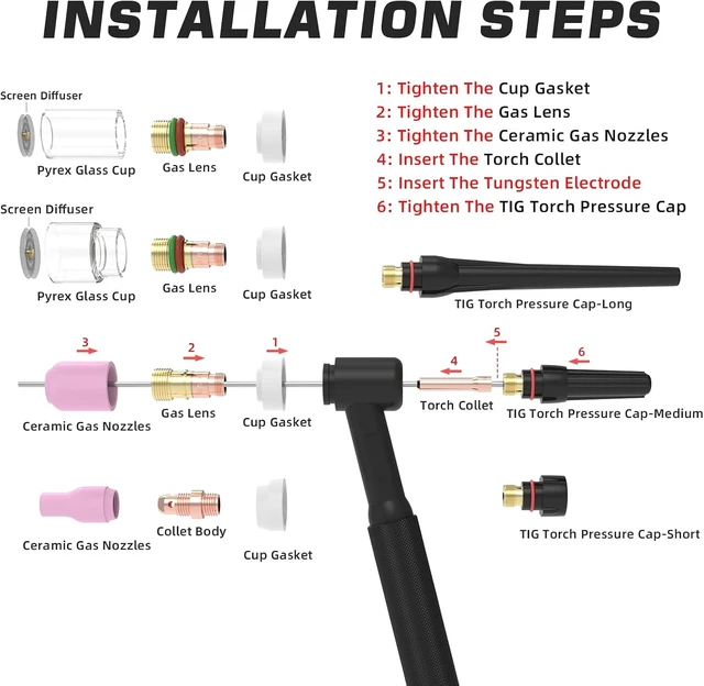 Alt view image 3 of 7 - TIG Torch Accessory Kit, 71-Piece, for WP-17/18/26