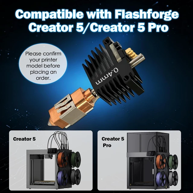 Alt view image 7 of 7 - 5 PCS 0.4MM Creator 5 Integrated Hotend for Flashforge Creator 5 Pro